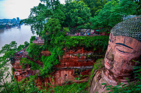 Leshan Giant Buddha, the largest stone Buddha on earth, Mount Emei Scenic Area, UNESCO World Heritage Site, Leshan, Sichuan, China