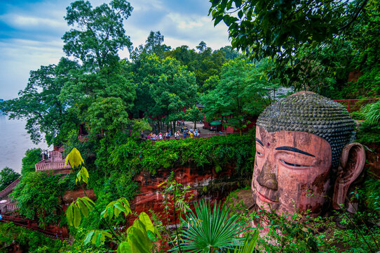 Leshan Giant Buddha, the largest stone Buddha on earth, Mount Emei Scenic Area, UNESCO World Heritage Site, Leshan, Sichuan, China
