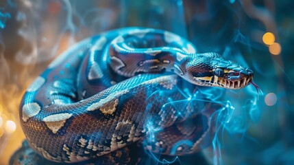Obraz premium A closeup charismatic half body of a python in a regal robe