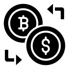 Bitcoin to dollar, concept of currency exchange

