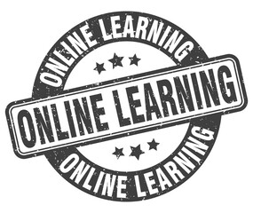 online learning stamp. online learning label. round grunge sign