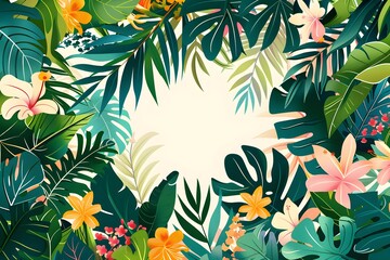 Summer tropical colorful theme frame graphic asset
