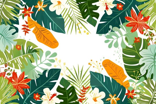 Summer tropical colorful theme frame graphic asset