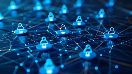 Connecting people on the internet, nodes transforming. Social network connections. Information technology of internet of things IOT big data clouds computing using artificial intelligence AI.