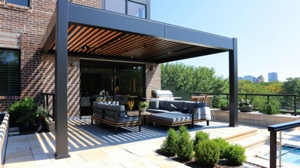 Fototapeta premium Slatted or Louvered Roof with Adjustable Light Control