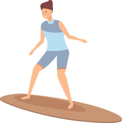 Vector graphic of a young woman practicing her balance on a surfboard