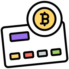 A colored design icon of bitcoin credit card 

