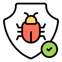 A colored design icon of bug security 

