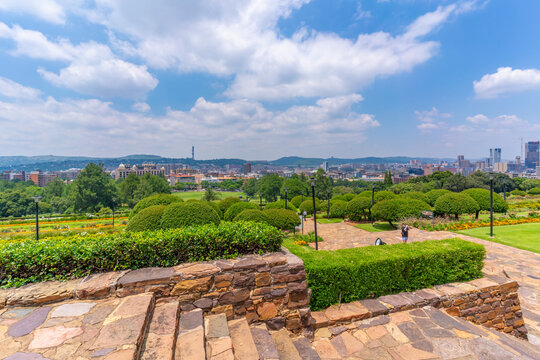 View of Pretoria skyline and Union Buildings Gardens from Union Buildings, Pretoria Central, Pretoria, South Africa