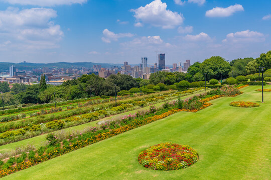 View of Pretoria skyline and Union Buildings Gardens from Union Buildings, Pretoria Central, Pretoria, South Africa
