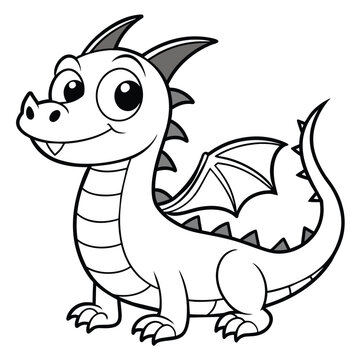 recommend clip art: Solid black outline Cartoon dragon outlines for coloring vector