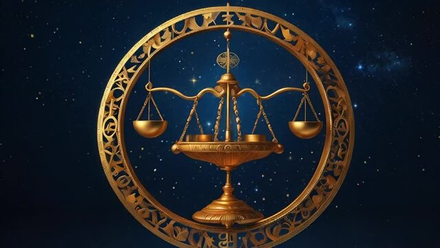 Zodiac sign Libra golden on a dark background horoscope