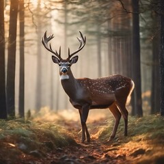 AI generated illustration of a white-tailed buck in the forest