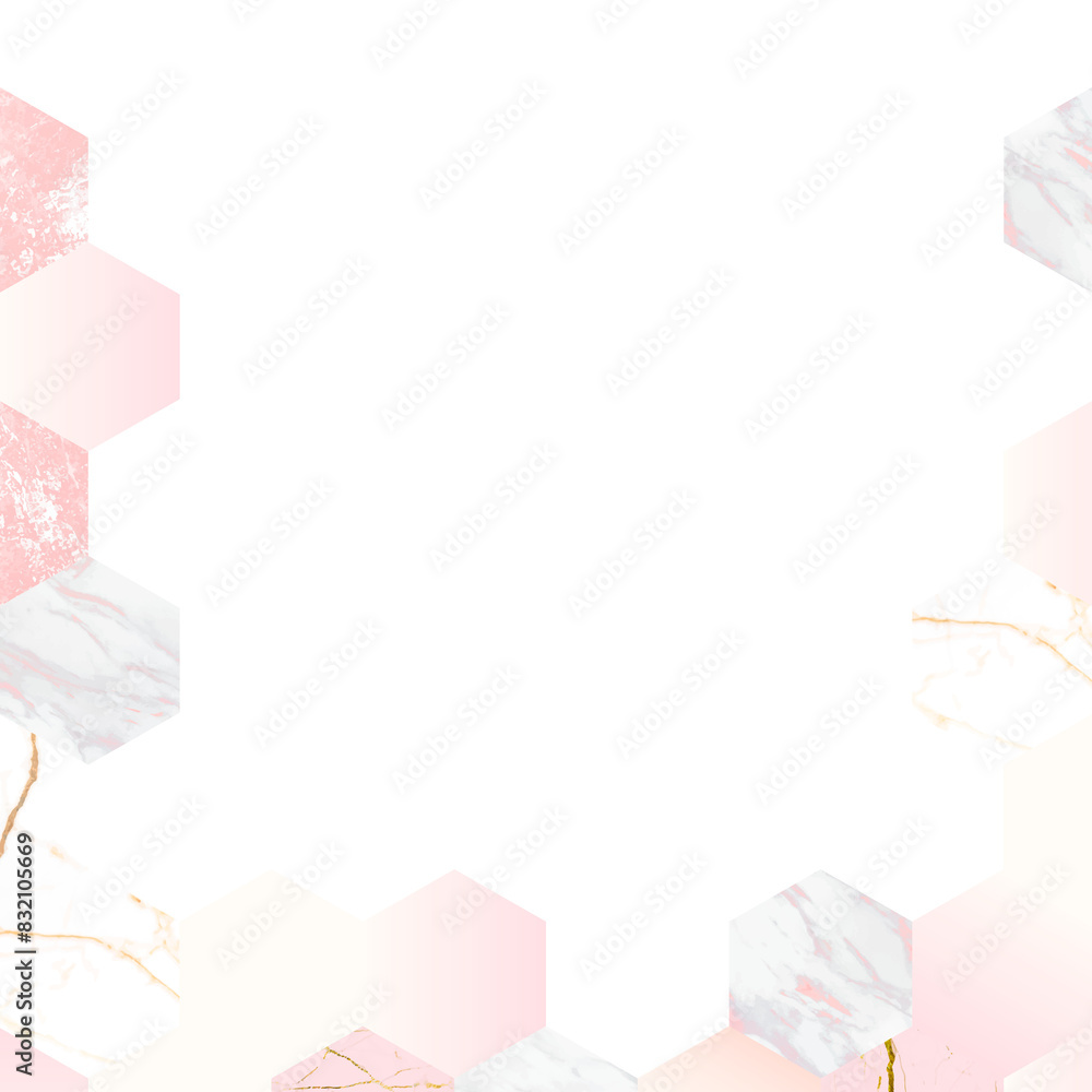 Poster light pink hexagon patterned frame design element