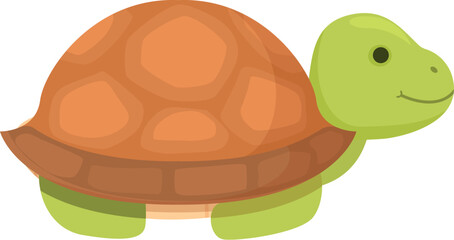 Adorable and cheerful cartoon turtle illustration. Perfect for kids' educational material and storybook designs. Isolated on a green naturethemed background