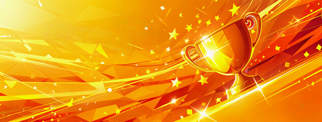 Background for ads banner with gold trophy and stars. For sport-themed projects or promotional materials related to youth soccer events. for poster, banner, print. Summer Olympic Games in France