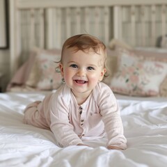 Fototapeta premium Indulge in the sweetness of innocence with this heartwarming image of a beautiful baby girl