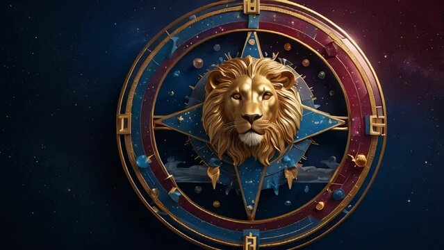 Zodiac sign Leo golden on a dark background