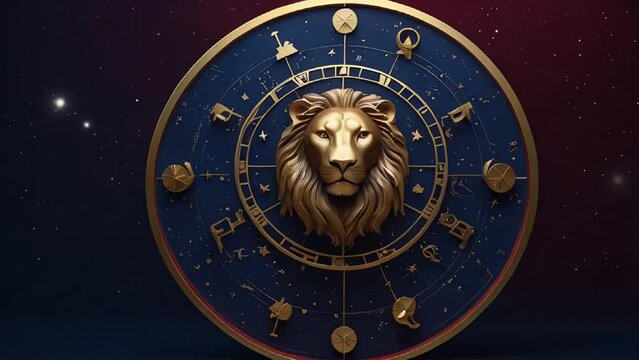Zodiac sign Leo golden on a dark background