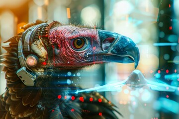 Futuristic charismatic concept closeup of a rattlesnake in a cowboy hat