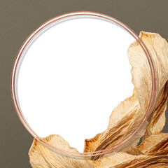 Round dried flower frame png in earth tone