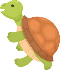 Playful and colorful cartoon turtle illustration in a flat vector design, perfect for kids' books and educational materials. Perfect for conservation and ecology concepts