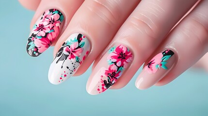 Vibrant Floral Nail Art Designs for Feminine Fashion Expression
