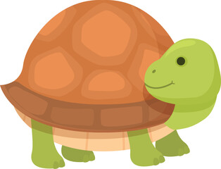 Adorable and cheerful cartoon turtle illustration with smiling and friendly character. Perfect for children's educational and playful design. In a colorful and imaginative comic style