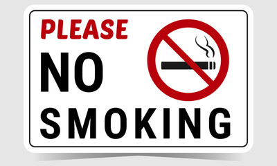 Please No Smoking prohibition sign with symbol of a lit cigarette