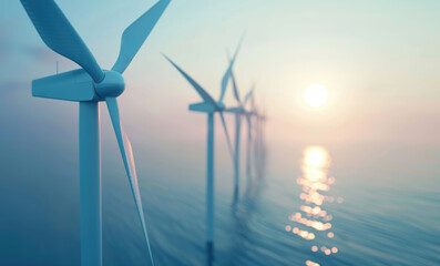 wind turbines on the sea. renewable and sustainable energy