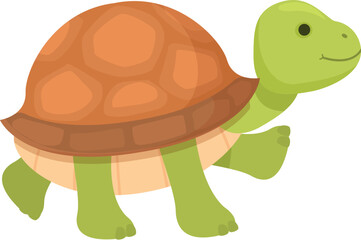 Cheerful and playful cartoon turtle illustration with a cute, smiling, and friendly green and brown shell character, perfect for children's educational material and preschool digital vector art