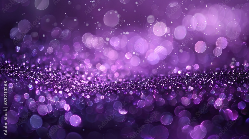 Wall mural purple sparkling lights festive background with texture: abstract christmas twinkling bokeh and fall - Wall murals