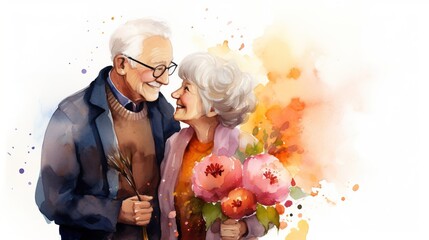 Grandparents day watercolor background