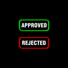 Approved and rejected simple icon isolated on black background 