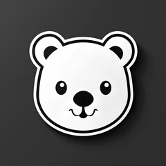 Naklejka premium Cute Polar Bear Sticker on Black Background