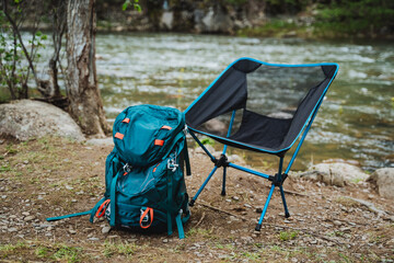 Outdoor Backpack and Foldable Chair by Riverside, Ready for Adventure