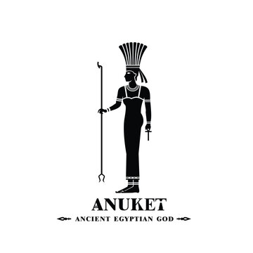 Ancient egyptian god anuket silhouette, middle east god Logo	
