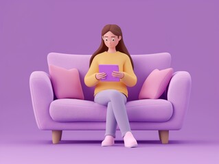 woman sitting on a sofa
