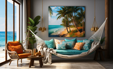 Canvas print on the wall beach and palm trees