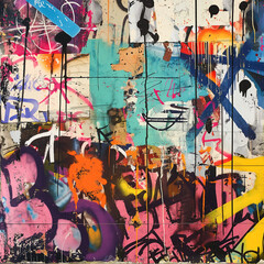 Obraz premium Background images, Graffiti on a wall on a city street, generating ai 