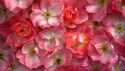 Intricate patterns formed by overlapping rose blooms