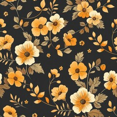 Seamless beautiful colorful flowers pattern background