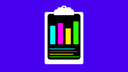 graph clipboard icon  with blue background 