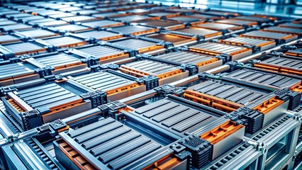 Electric Vehicle Battery Cell Production:  Mass Assembly Line Close-Up