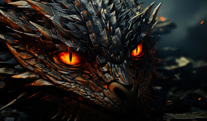 The head of dragon with red eyes