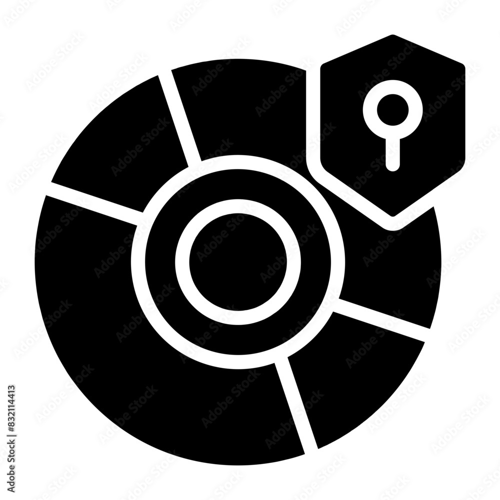 Poster A glyph design icon of disc security

