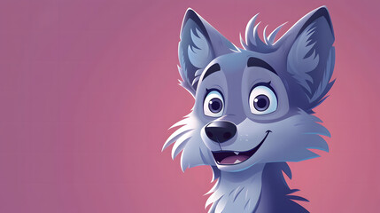 Cute Cartoon Wolf Banner with Room for copy