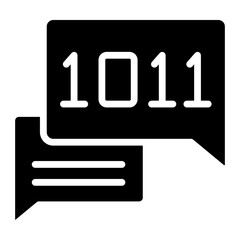 A solid design icon of binary chat

