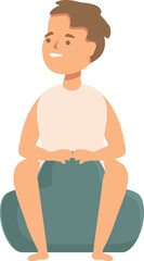 Fototapeta premium Vector illustration of a cheerful young boy sitting calmly with a gentle smile