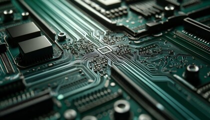 Fototapeta premium Digital Circuit Board Close-Up 